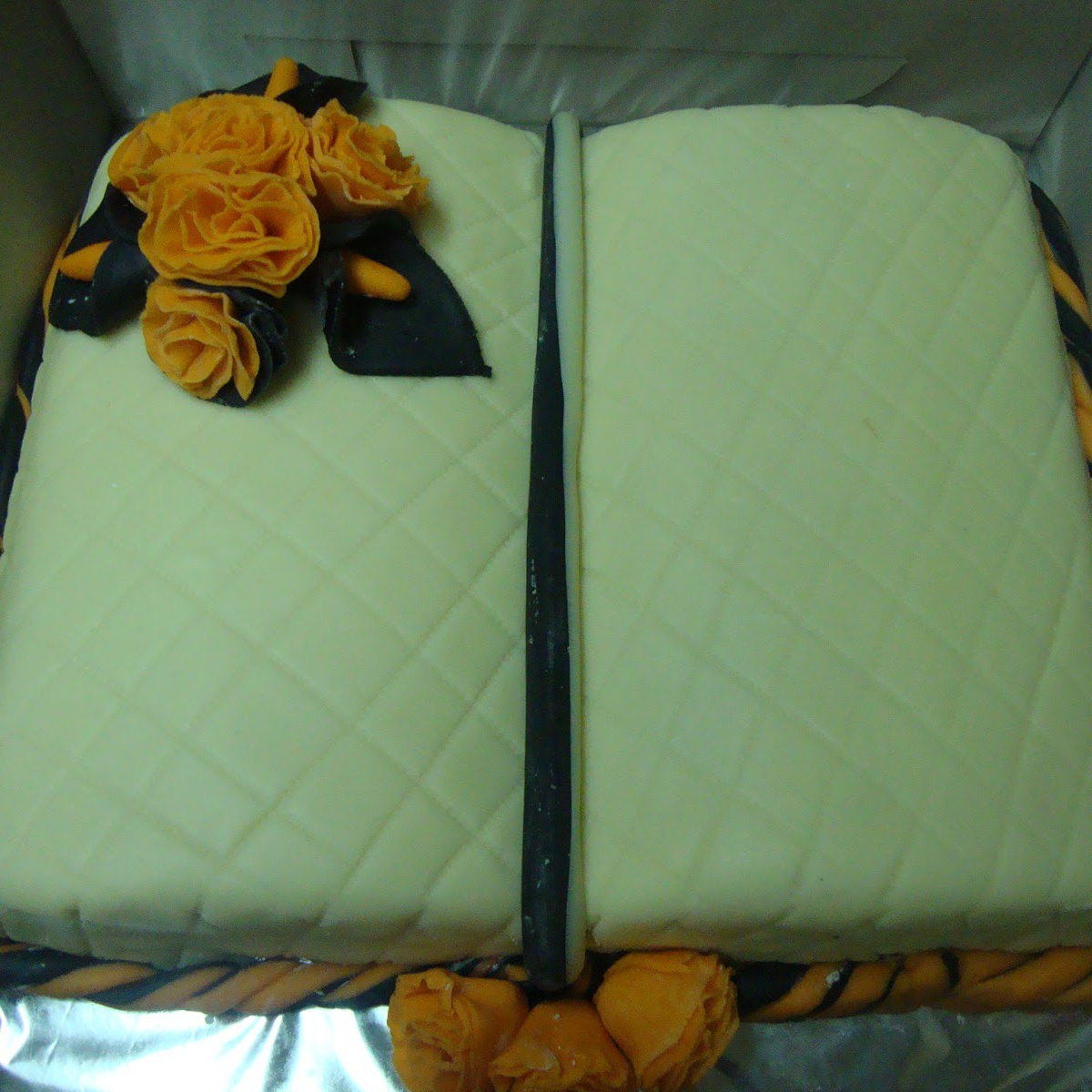 Bible shaped celebration cake