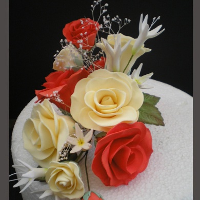 Cake decorated with sugar roses
