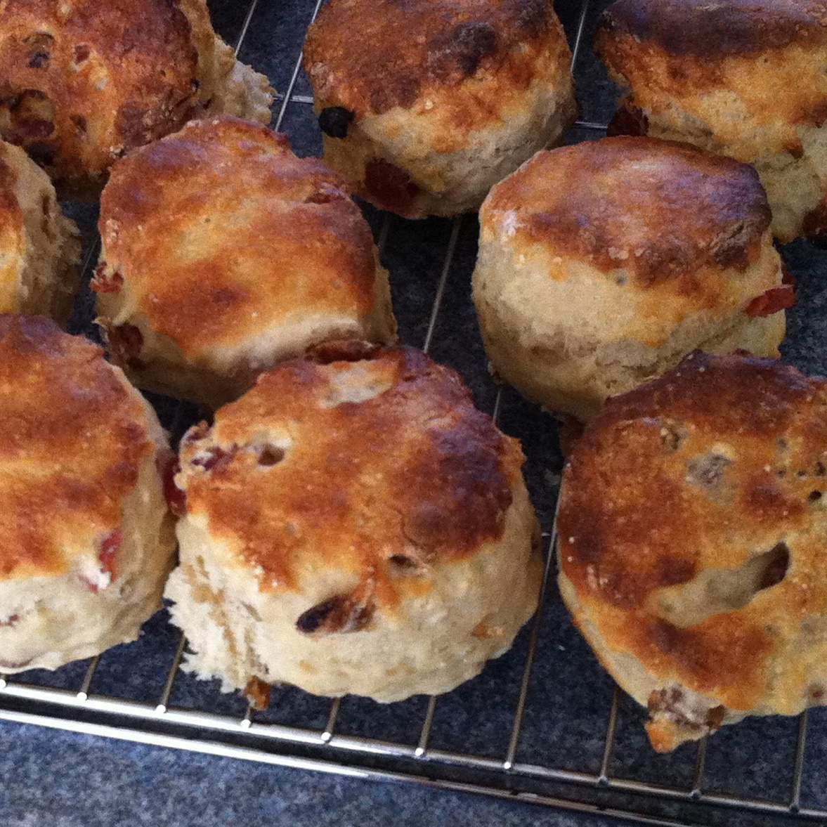 Tray of sultana scones
